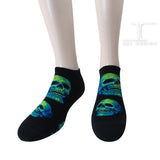 Ankle Socks Green Light Skulls
