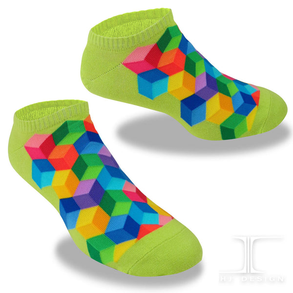Ankle Socks Geometric Spectrum Cube